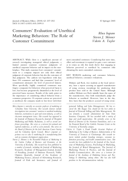 Consumers` Evaluation of Unethical Marketing Behaviors