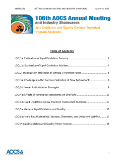 Lipid Oxidation and Quality Division Technical Program Abstracts