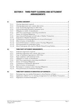 Third Party Clearing and Settlement Arrangements