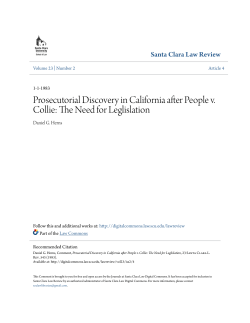 Prosecutorial Discovery in California after People v. Collie: The