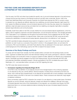 The FDIC Core anD BrokereD DeposITs sTuDy