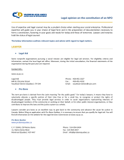 LAWYER Legal op pinion on the consti tution of a an NPO