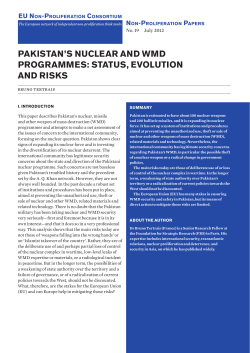 Pakistan`s nuclear and WMD programmes