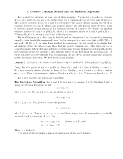 3. Greatest Common Divisors and the Euclidean Algorithm Let a and
