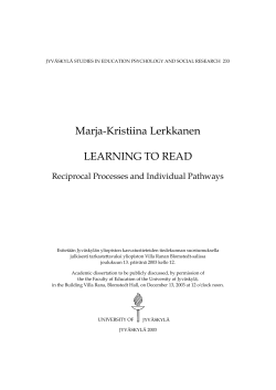 Marja-Kristiina Lerkkanen LEARNING TO READ