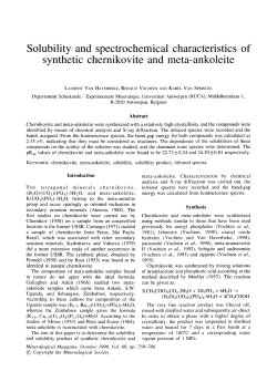 Solubility and spectrochemical characteristics of synthetic