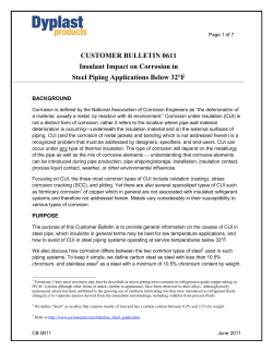 Insulant Impact on Corrosion in Steel Piping Applications Below 32&deg;F