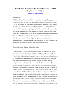 The Women`s Legal Status Act of 1918. Tony Cunneen BA MA Dip