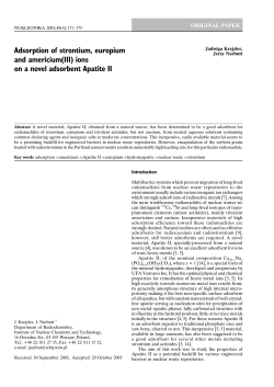 Adsorption of strontium, europium and americium(III) ions on a novel