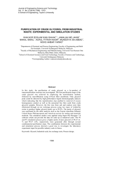PURIFICATION OF CRUDE GLYCEROL FROM INDUSTRIAL
