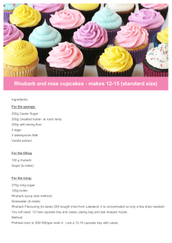 Rhubarb and rose cupcakes - makes 12-15