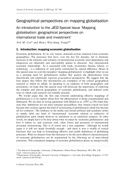 Geographical perspectives on mapping globalisation