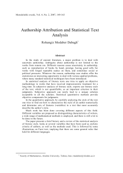 Authorship Attribution and Statistical Text Analysis