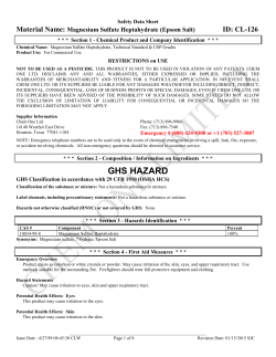 MAGNESIUM SULFATE ANHYDROUS - Hill Brothers Chemical Co.