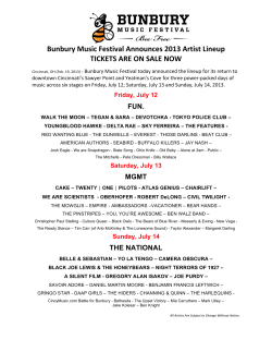 Bunbury Music Festival 2013 Lineup