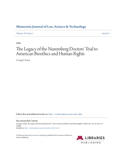 The Legacy of the Nuremberg Doctors` Trial to American Bioethics