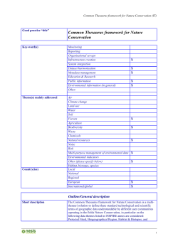 Common Thesaurus framework for Nature Conservation
