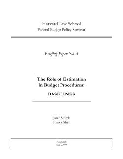 The Role of Estimation in Budget Procedures: BASELINES Briefing
