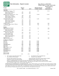 Deposit Rate Sheet effective May 23, 2017
