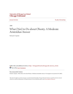 (Not) to Do about Obesity - Chicago Unbound