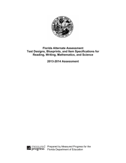 Florida Alternate Assessment Test Designs, Blueprints, and Item