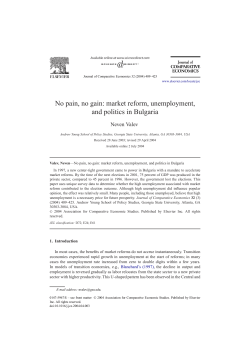 market reform, unemployment, and politics in Bulgaria