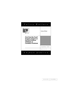 First Past the Post? Progress Report on Electoral Reform Initiatives