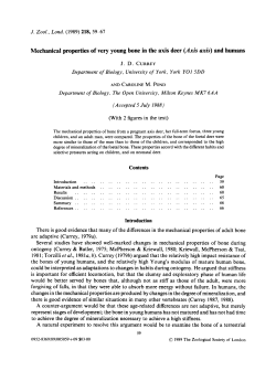 Mechanical properties of very young bone in the axis deer (Axis axis