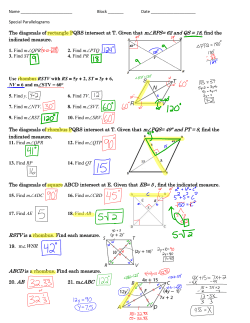 The diagonals of rectangle PQRS intersect at T. Given that m&ang;RPS