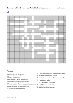 Communicative Crossword: Basic Medical Vocabulary