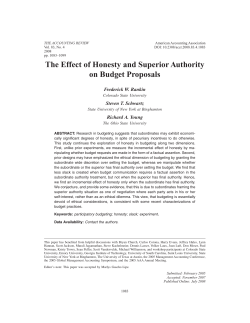 (2008) "The effect of honesty and superior authority on budget