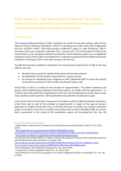 Policy Statement &ndash; EBA Remuneration
