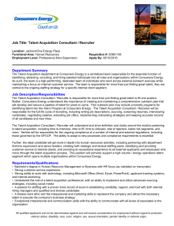 Job Title: Talent Acquisition Consultant / Recruiter Department