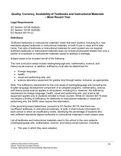 Textbooks and Instructional Materials – Most Recent Year