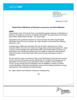 27/02/2017 South East LHIN Board Welcomes New Board Member