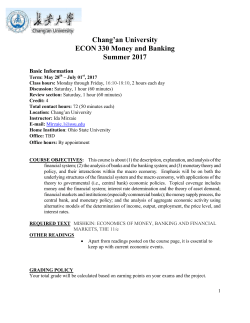 Chang`an University ECON 330 Money and Banking Summer 2017