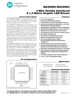MAX6960&ndash;MAX6963 4-Wire Serially Interfaced 8 x 8 Matrix Graphic