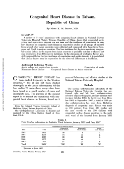 Congenital Heart Disease in Taiwan, Republic of China