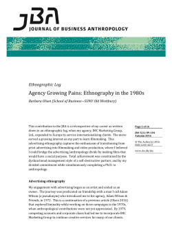 Agency Growing Pains: Ethnography in the 1980s