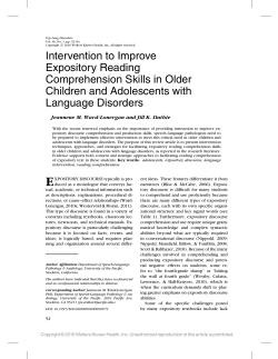Intervention to Improve Expository Reading Comprehension Skills in
