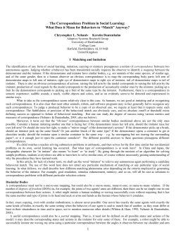 1 The Correspondence Problem in Social Learning: What Does it