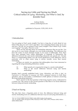 Saying too Little and Saying too Much Critical notice of Lying