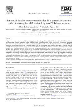 Sources of Bacillus cereus contamination in a pasteurized zucchini