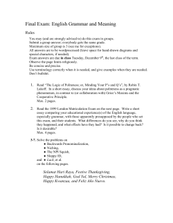 Final Exam: English Grammar and Meaning