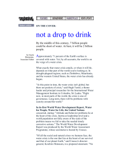 Not a Drop to Drink: World Water Crisis Overview from the United