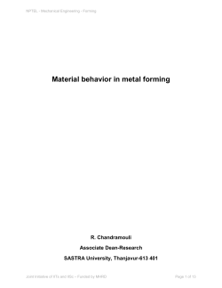 Material behavior in metal forming