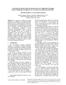 AUTOMATIC DETECTION OF SEMANTICALLY PRIMITIVE WORDS