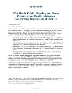 FDA Holds Public Hearing and Seeks Comment on Draft Guidances