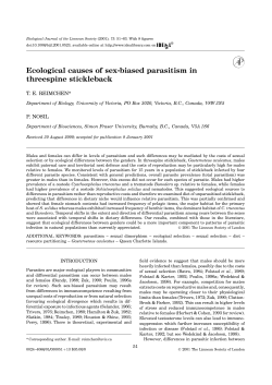 Ecological causes of sex-biased parasitism in threespine stickleback
