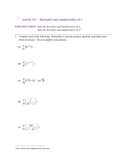 Activity 5.2 &Dagger; &ndash; Derivative and Antiderivative of ex